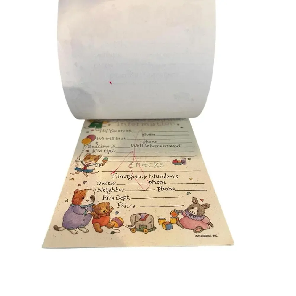 Vintage Current Inc Super Sitter Information Notepad Babysitter‎ Notes 1980s